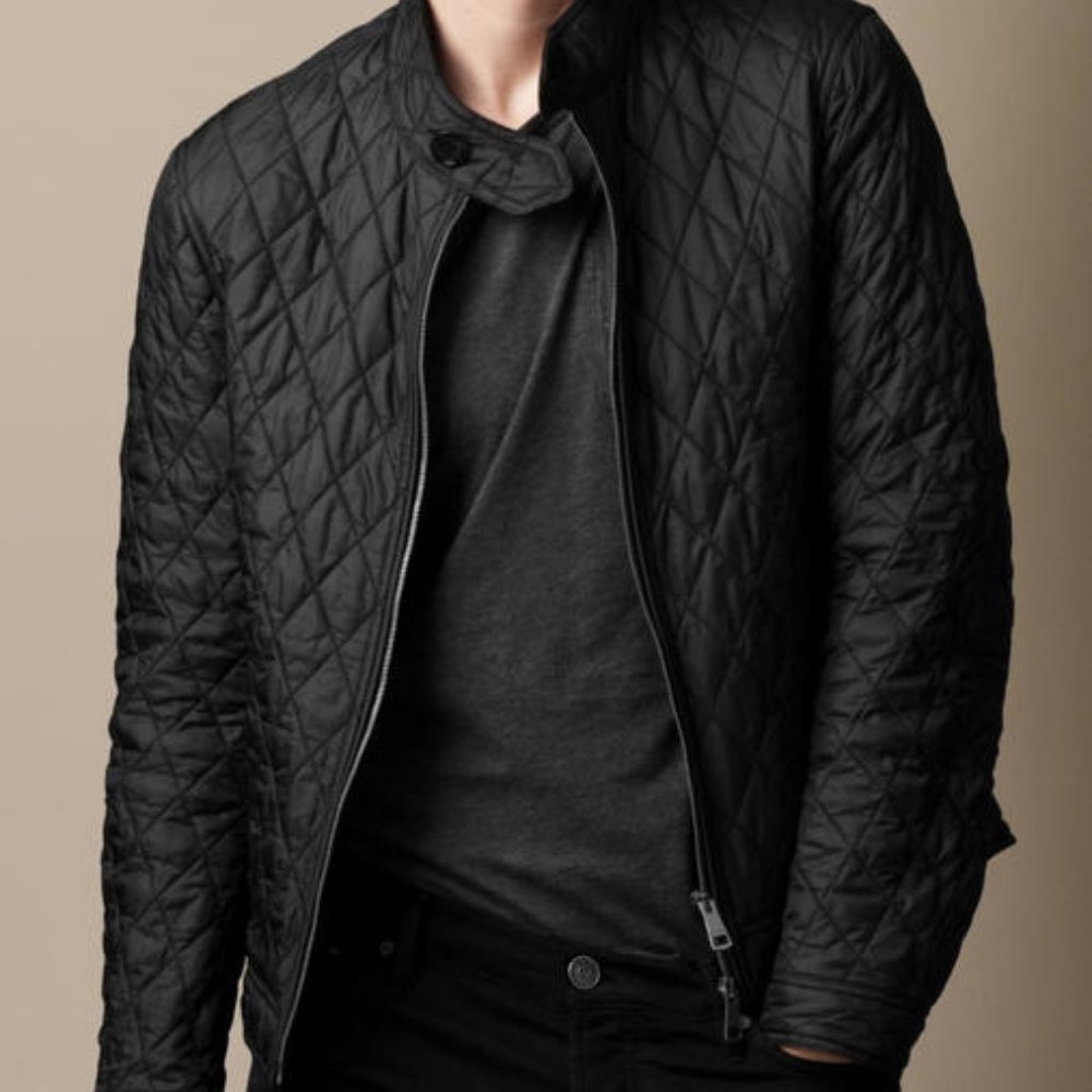 BURBERRY MEN'S HARRINGTON NOVA CHECK LINED QUILTED BOMBER JACKET